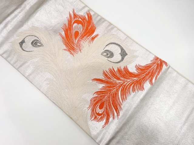 JAPANESEKIMONO / ANTIQUE PEACOCK FEATHER PATTERN WOVEN NAGOYA OBI (MAY